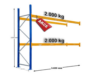 Paletové Regály Jungheinrich šířka: 3,6m – Přídavné Pole – Bazar / použité